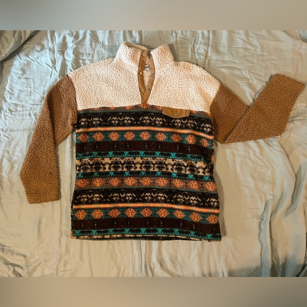 Tribal Print Sherpa Sweater